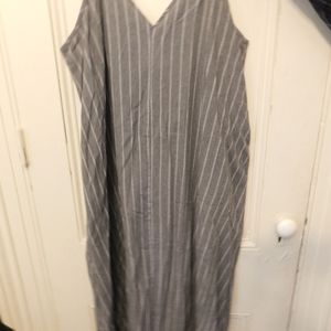 Vonda Grey and White Pinstripe Maxi Dress - 4xl